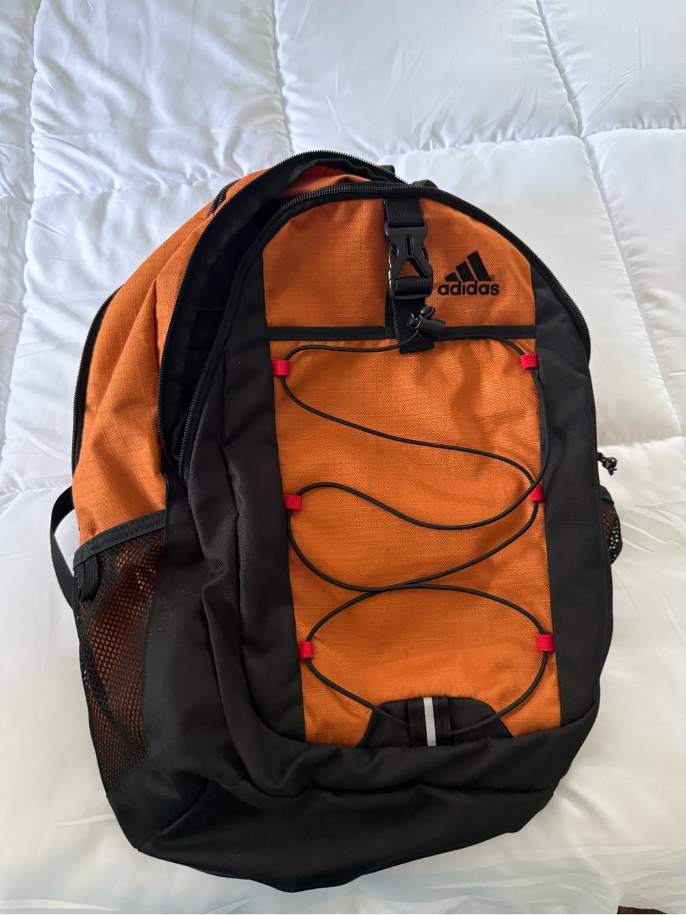Adidas Orange and Black Sport Backpack with Front Bungee